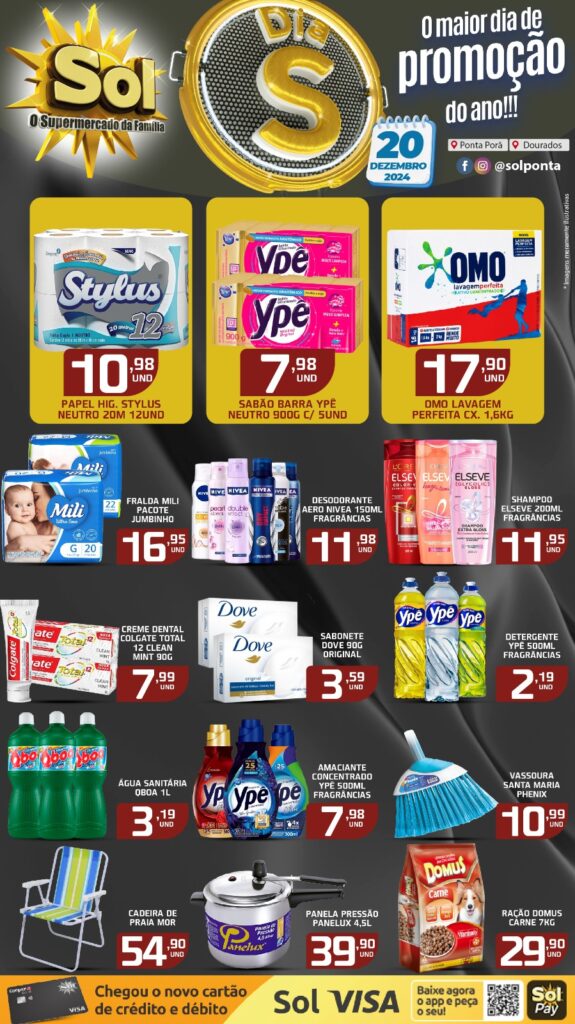 Confira as ofertas Dia S do supermercado Sol para essa sexta, dia 20