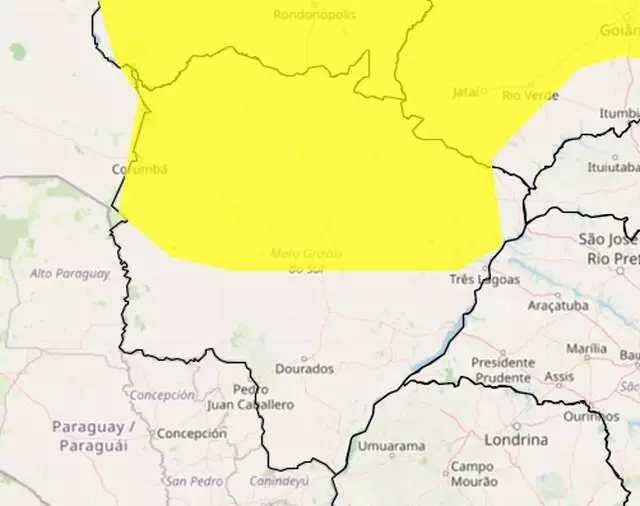 Inmet coloca 34 cidades de MS em alerta para chuvas