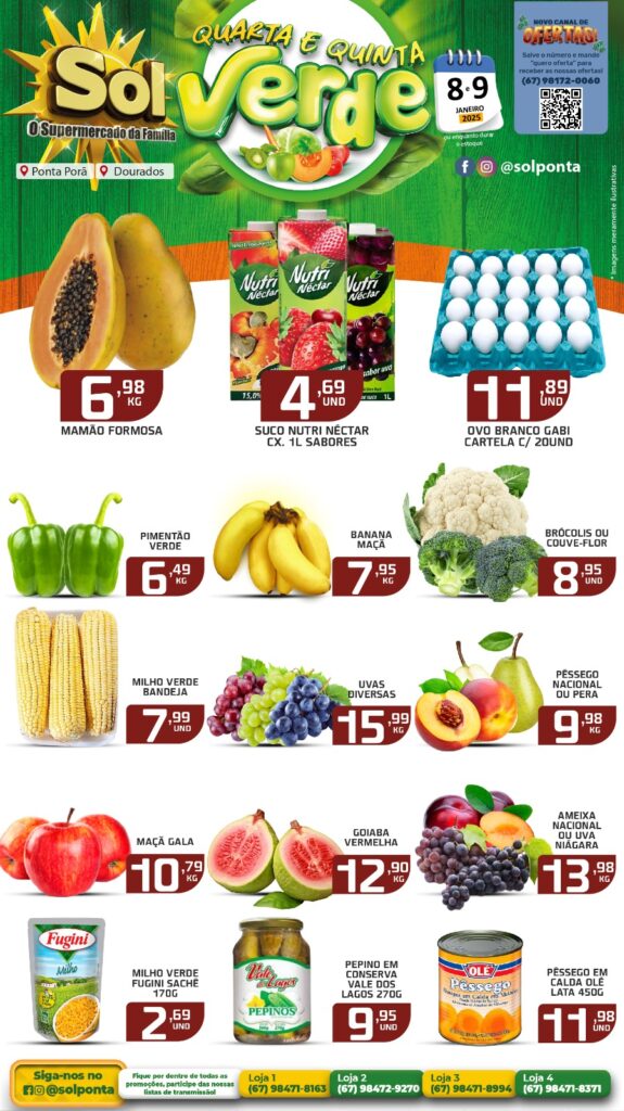 Confira as ofertas da Quarta e Quinta Verde do Supermercado Sol