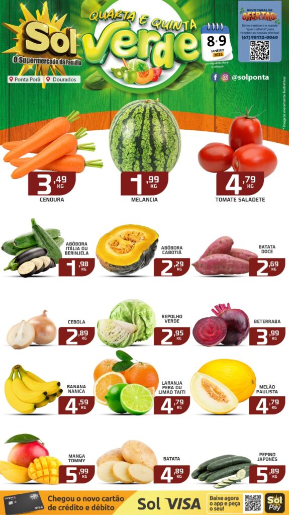 Confira as ofertas da Quarta e Quinta Verde do Supermercado Sol