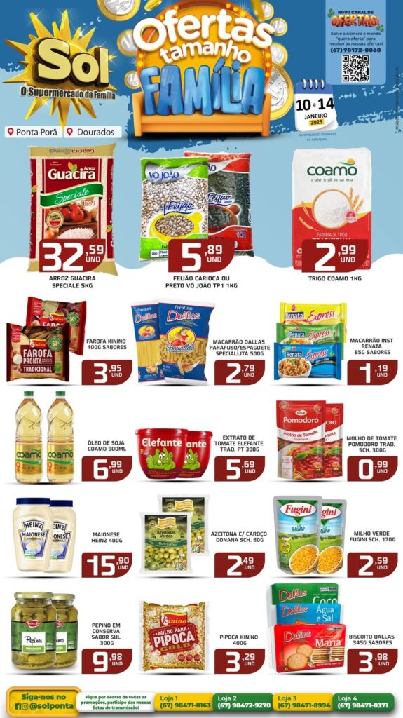 Ofertas Tamanho Família do supermercado Sol