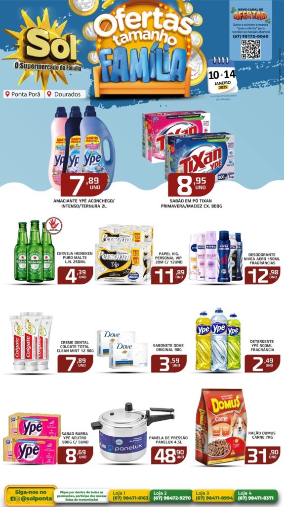 Ofertas Tamanho Família do supermercado Sol