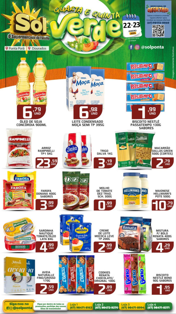 Confira ofertas da Quarta e Quinta Verde do supermercado Sol