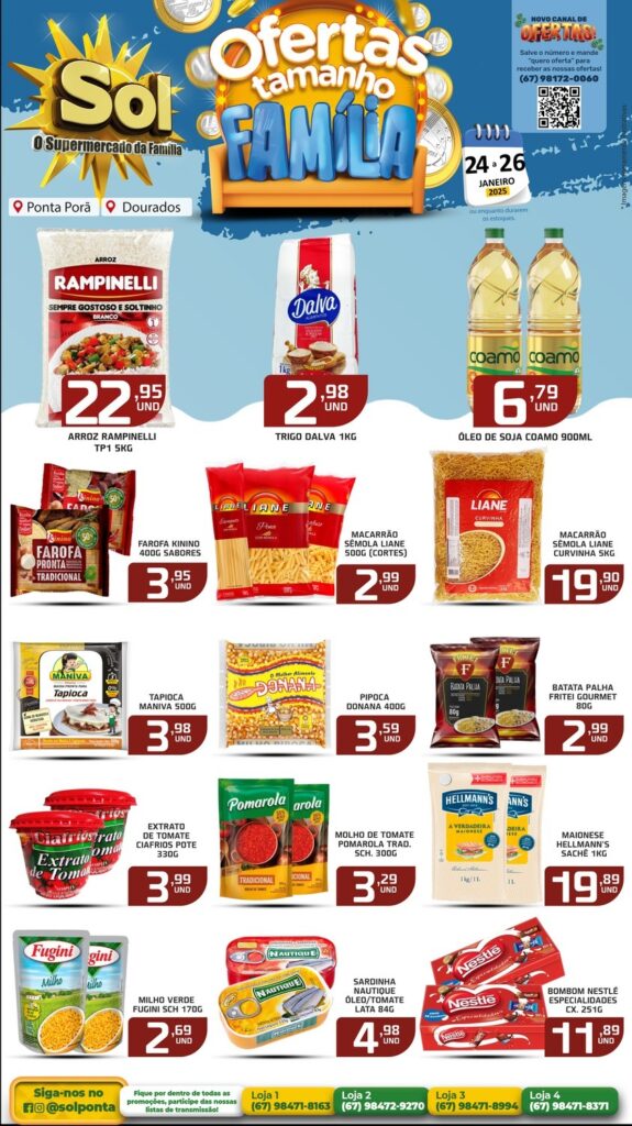 Confira as ofertas Tamanho Família do Supermercado Sol