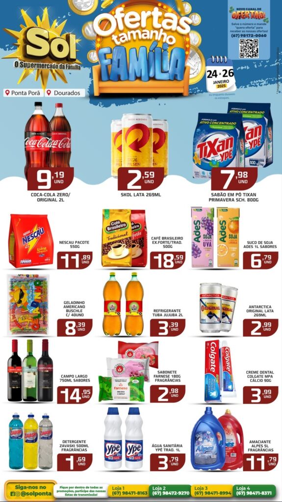 Confira as ofertas Tamanho Família do Supermercado Sol