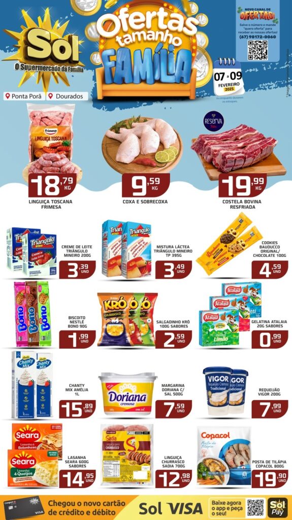 Veja as ofertas Tamanho Família do Supermercado Sol