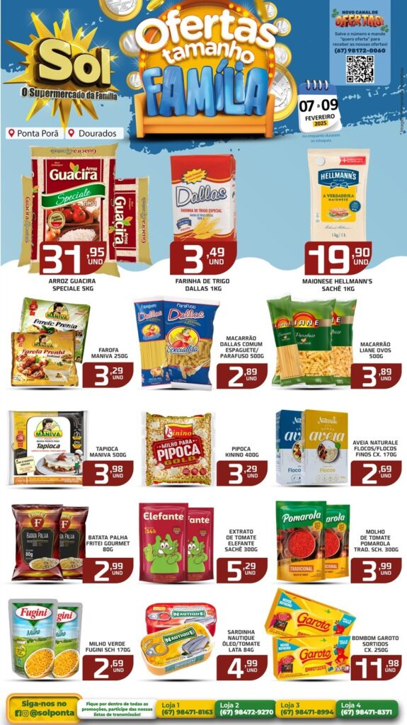 Veja as ofertas Tamanho Família do Supermercado Sol