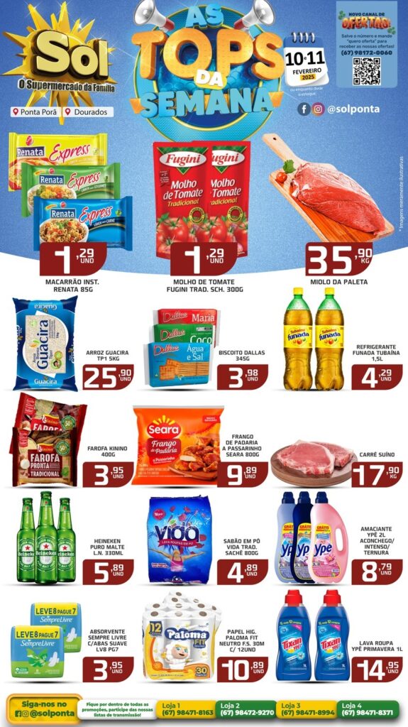 Veja as ofertas Top da Semana do supermercado Sol