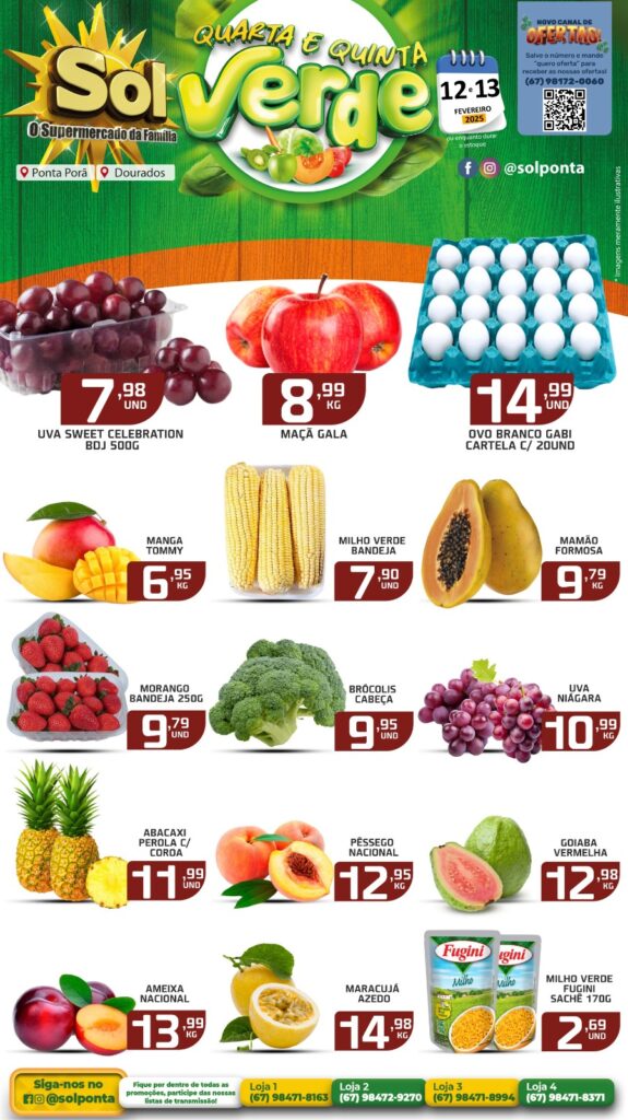 Confira as ofertas da Quarta e Quinta Verde do Supermercado Sol