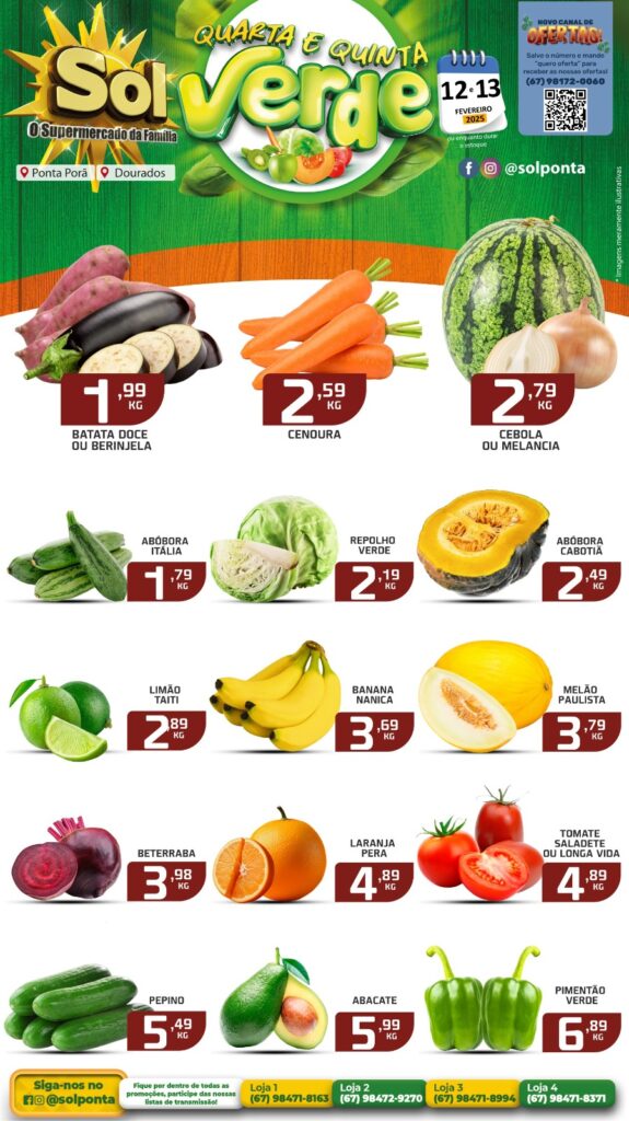 Confira as ofertas da Quarta e Quinta Verde do Supermercado Sol