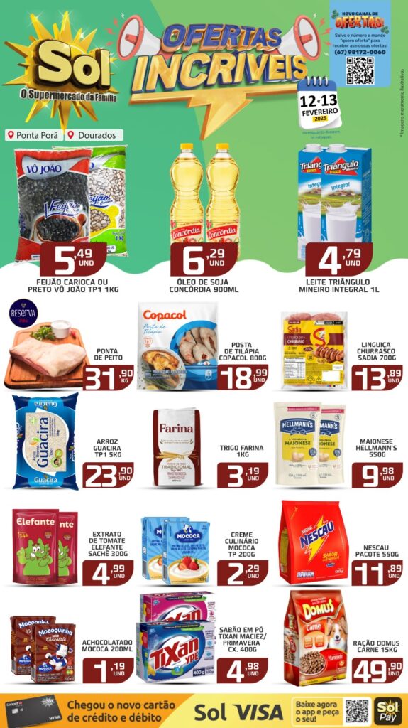 Confira as ofertas da Quarta e Quinta Verde do Supermercado Sol