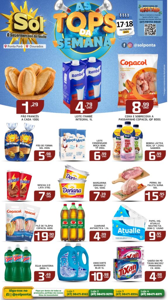 Veja ofertas Top da Semana do Supermercado Sol