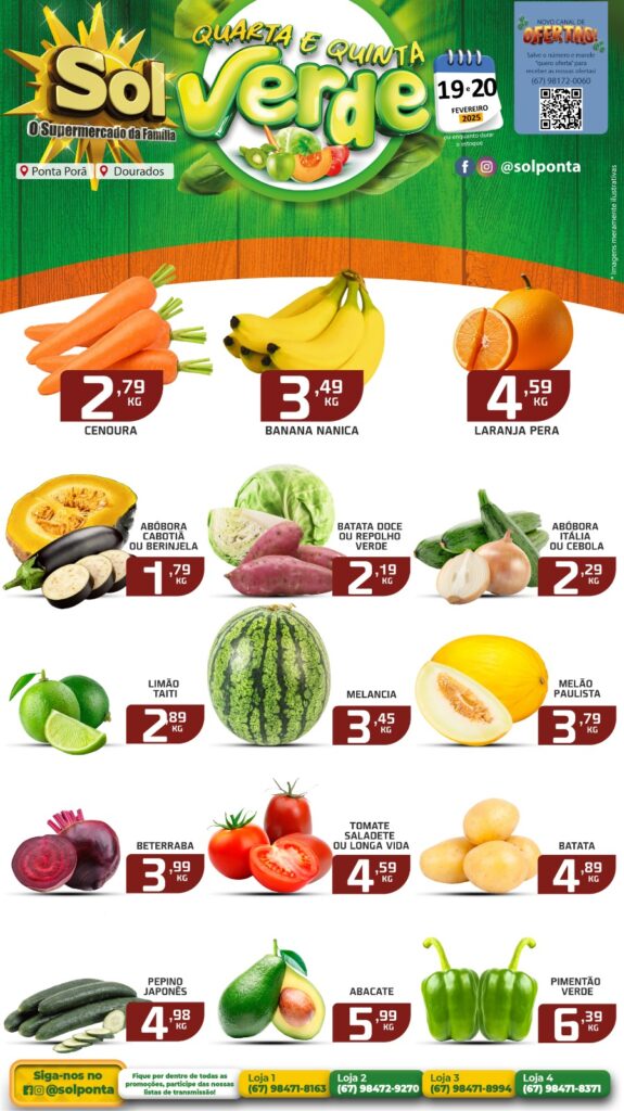 Confira ofertas da Quarta e Quinta Verde do supermercado Sol