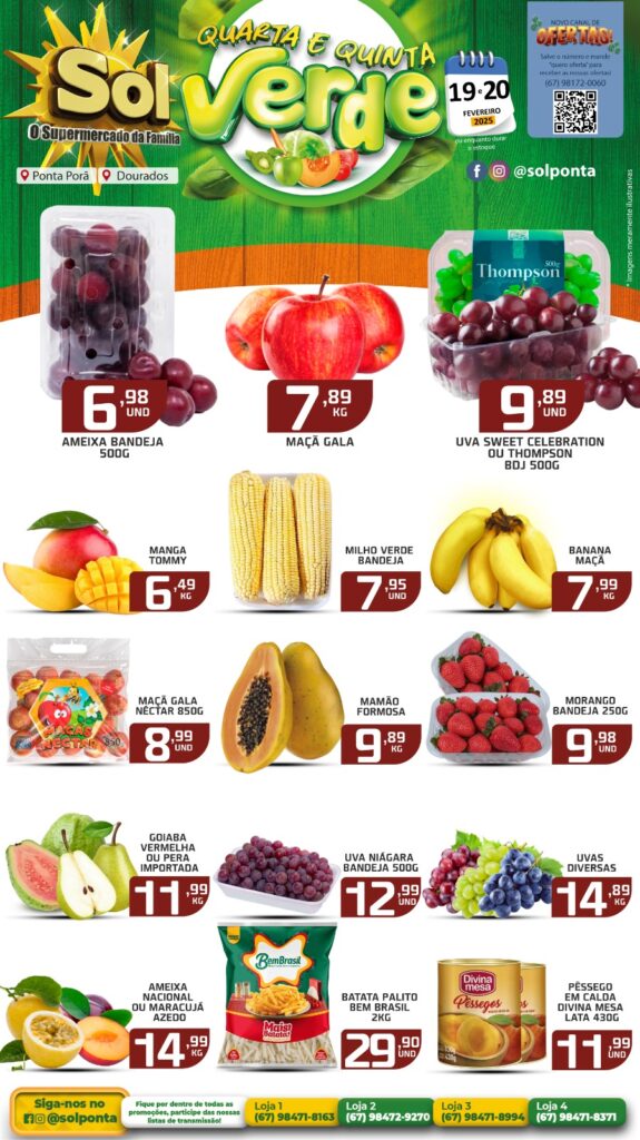 Confira ofertas da Quarta e Quinta Verde do supermercado Sol