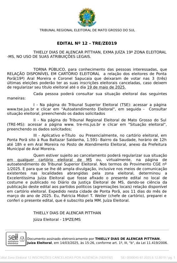 Moradores de Ponta Porã, Aral Moreira e Coronel Sapucaia devem regularizar títulos