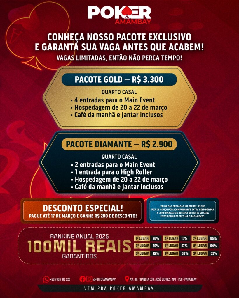 Fronteira: Casino Amambay estará com grande Torneio de Poker com 190 k de premiação