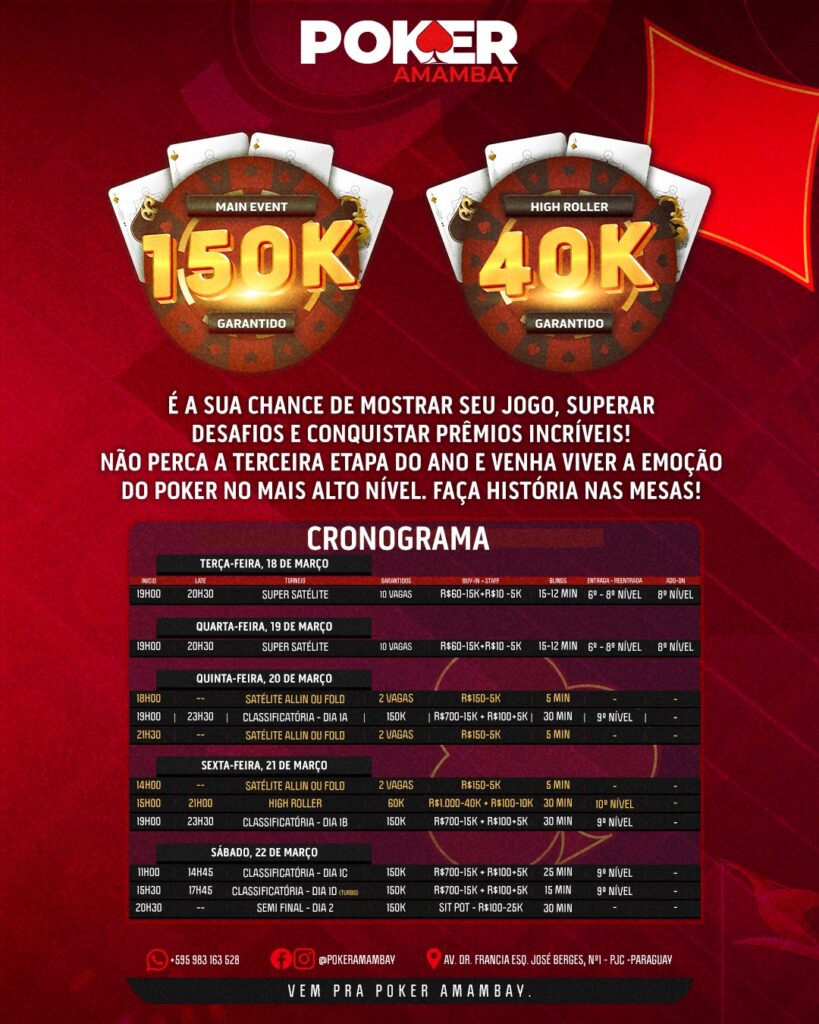 Fronteira: Casino Amambay estará com grande Torneio de Poker com 190 k de premiação