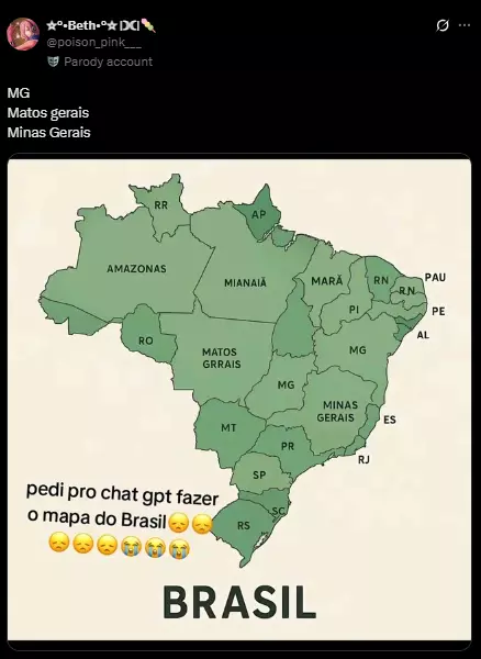 Ao criar mapas, Chat GPT não reconhece Mato Grosso do Sul como estado do Brasil