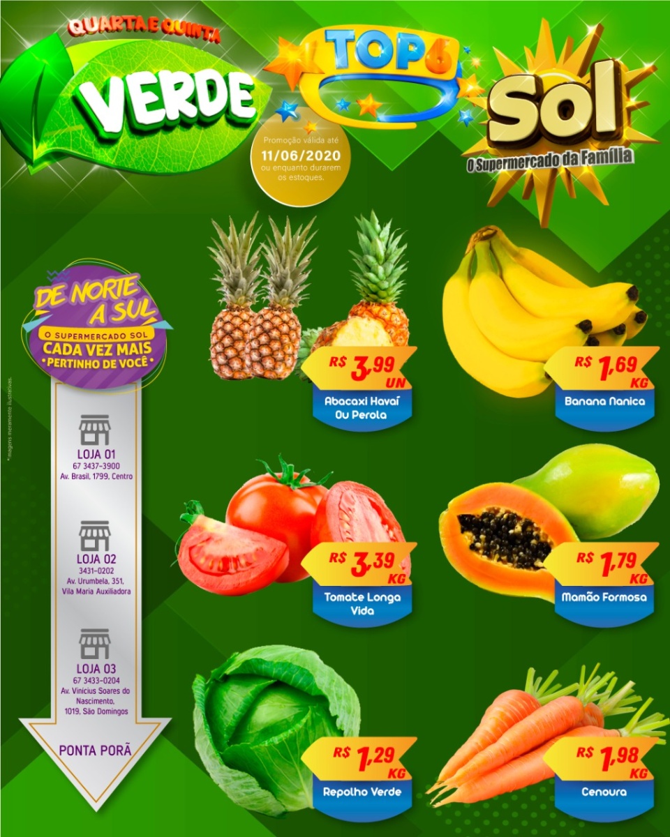 Supermercado Sol e as ofertas da quarta e quinta verde